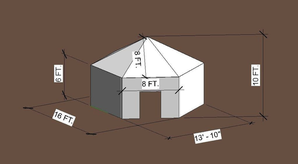 10' Tall Hexayurt: Level 2 Package (H-15 unit with a walk-in door)